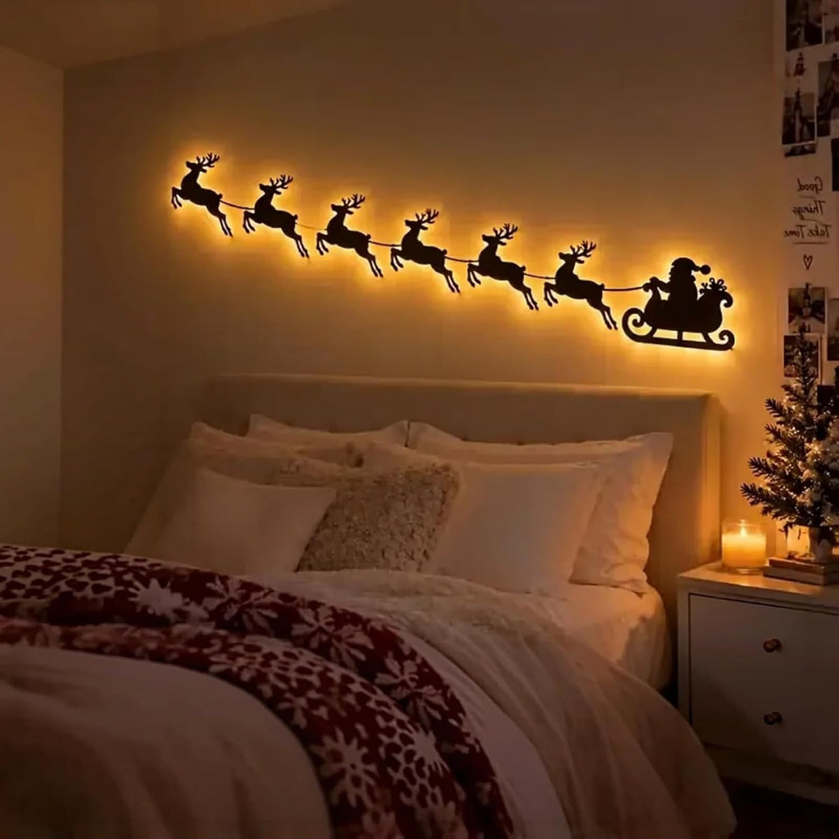 Illuminated Christmas Reindeer Wall Art