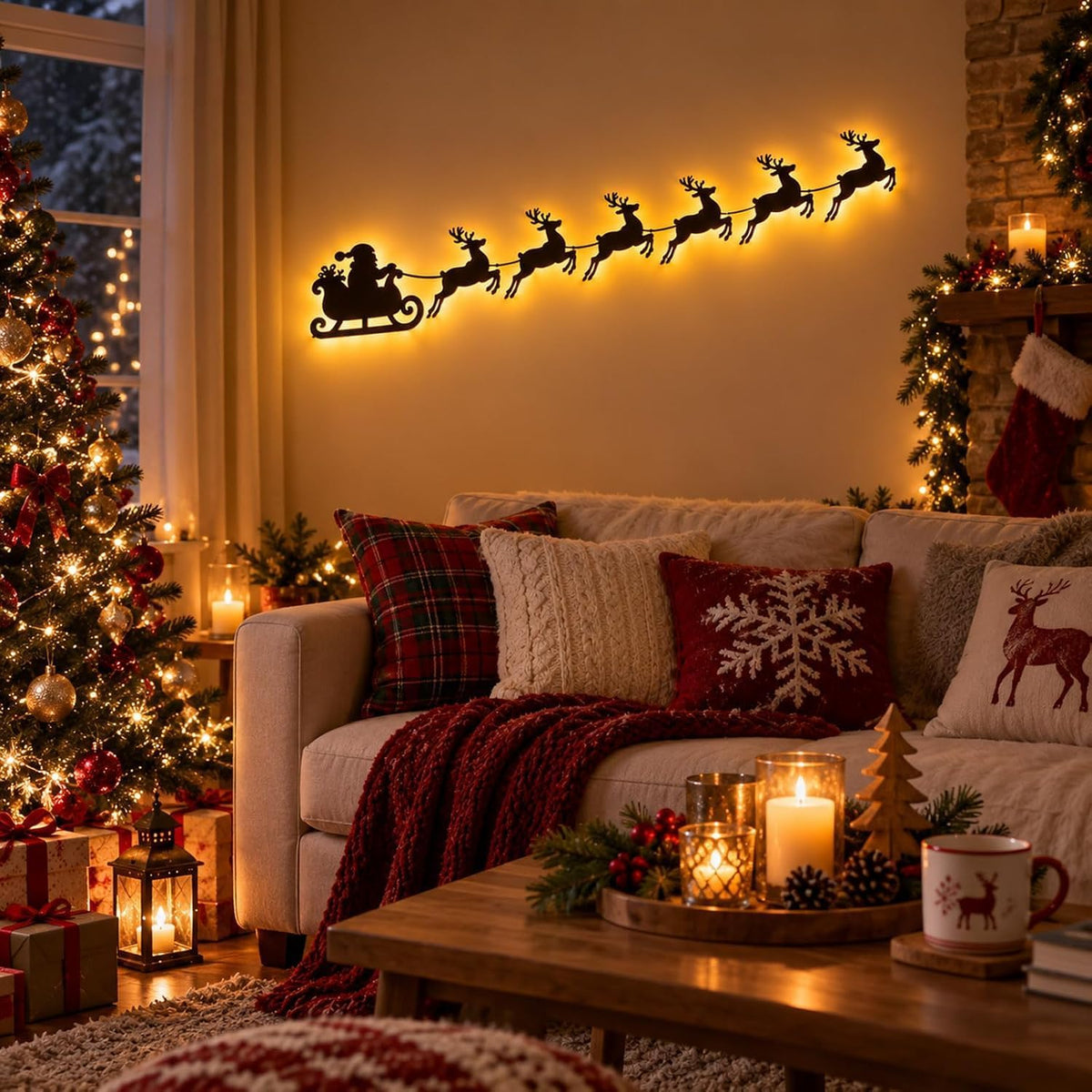 Illuminated Christmas Reindeer Wall Art