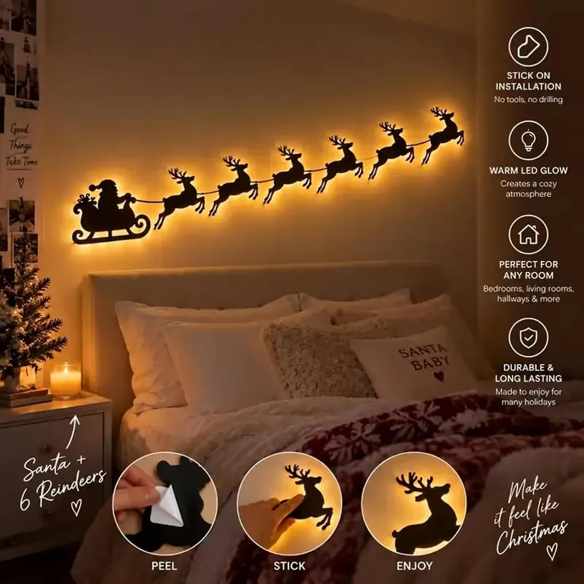 Illuminated Christmas Reindeer Wall Art